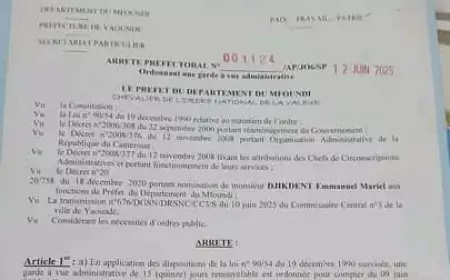 Yaoundé – Affaire de simulation de disparition de sexe : le préfet du Mfoundi ordonne une garde à vue administrative