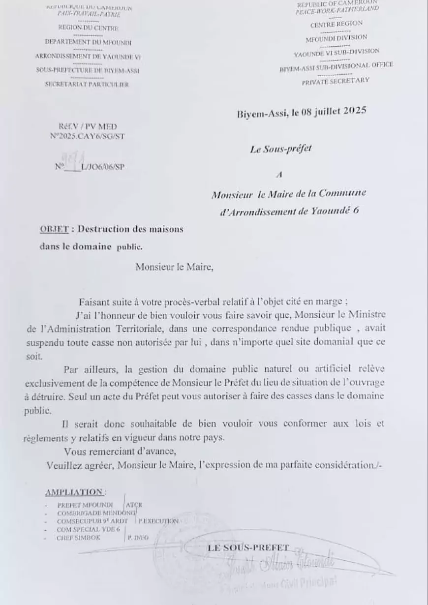 Yaoundé 6: Le sous-préfet défie Paul Biya et sabote le plan d’urgence présidentiel