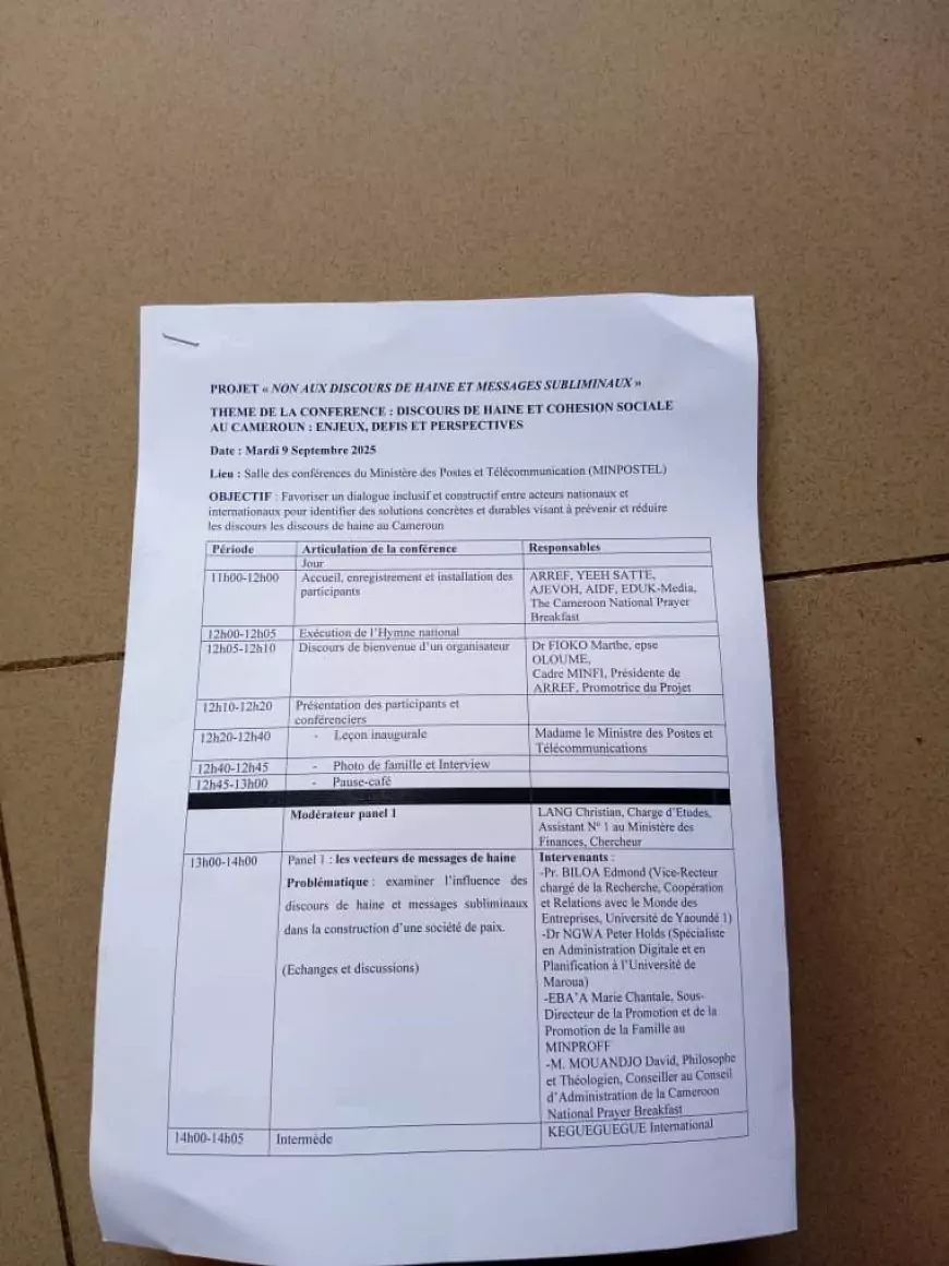 Cameroun  : Halte aux discours de haine et aux messages subliminaux