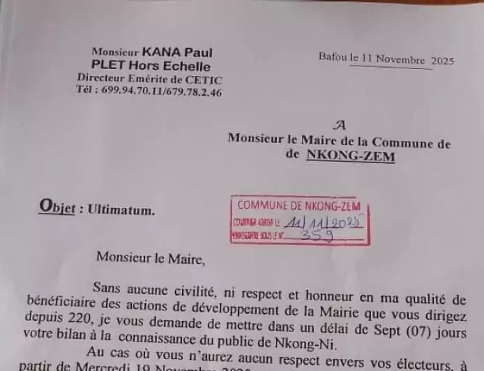 Nkong-Zem : Kana Paul adresse un ultimatum cinglant au Maire – “Je n’agis pas pour demander ma part”